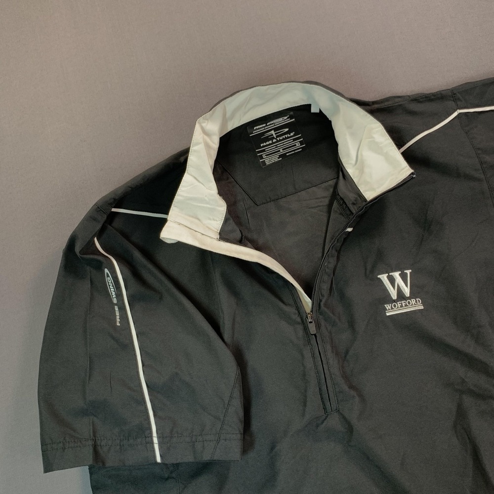 Wofford Terriers Jacket Men LG Black NCAA Golf Page & Tuttle 1/4 Zip Windbreaker